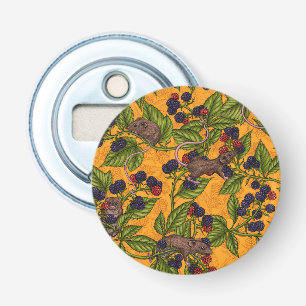 Mice and blackberries on yellow bottle opener