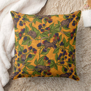 Mice and blackberries on yellow cushion