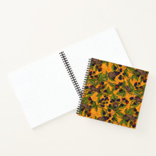 Mice and blackberries on yellow notebook