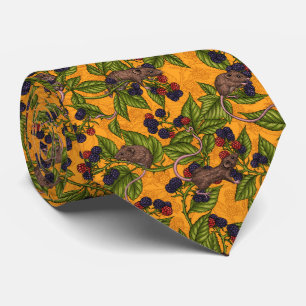 Mice and blackberries on yellow tie