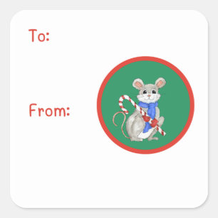 Mice and Candy Canes  Square Sticker