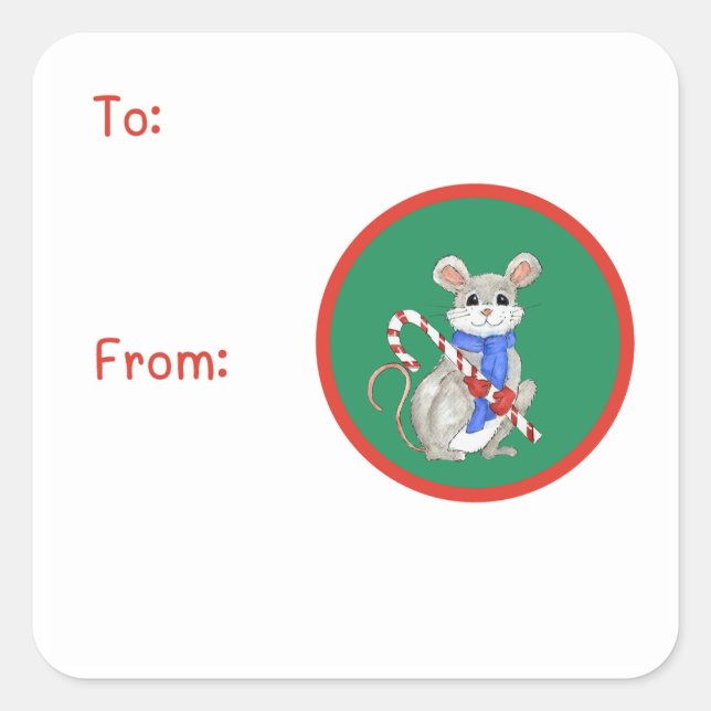 Mice and Candy Canes  Square Sticker (Front)