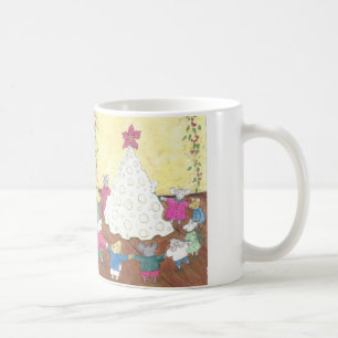 Mice around a Cheese Christmas Tree Coffee Mug