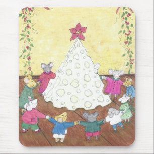 Mice around a Cheese Christmas Tree Mouse Mat