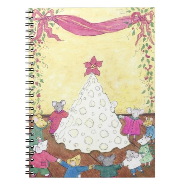 Mice around a Cheese Christmas Tree Notebook (Front)