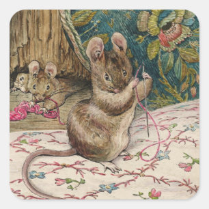 Mice At Work - Beatrix Potter Square Sticker