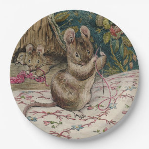 Mice at Work Threading the Needle (Beatrix Potter) Paper Plate