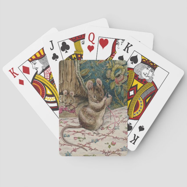 Mice at Work Threading the Needle (Beatrix Potter) Playing Cards (Back)