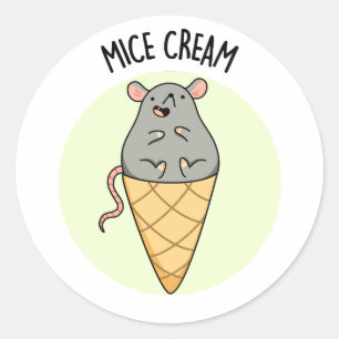 Mice Cream Funny Ice Cream Pun Classic Round Sticker