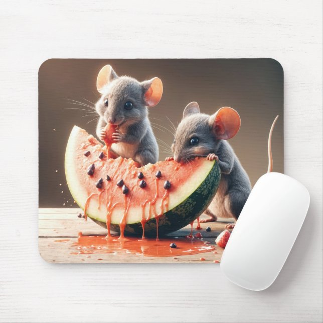 Mice Eating Watermelon Mouse Mat (With Mouse)