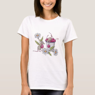 Mice Gathering Cherries, With Daisies T-Shirt