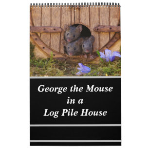 Mice - George the mouse in a log pile house Calend Calendar