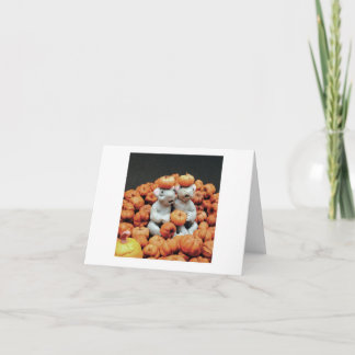 Mice in a Pile of Pumpkins Card