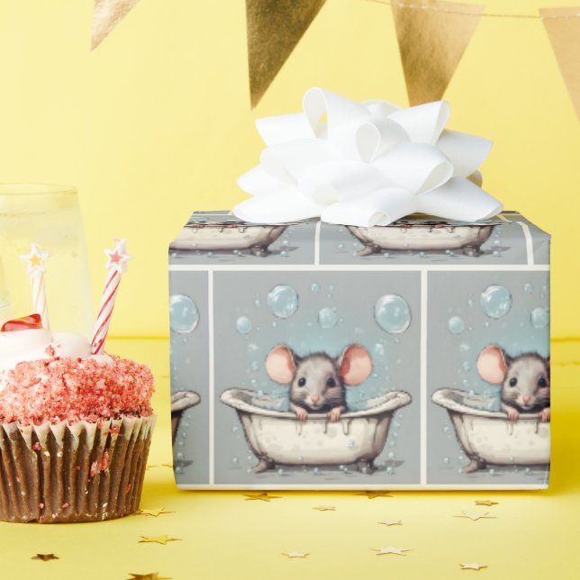 Mice in Bubble Bath Wrapping Paper (Birthday Party)