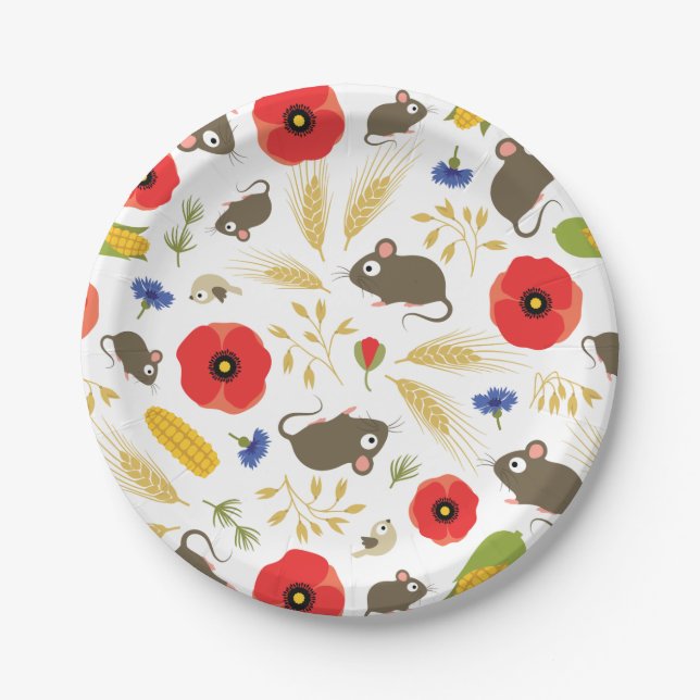 : Mice in Grain Field Paper Plate (Front)