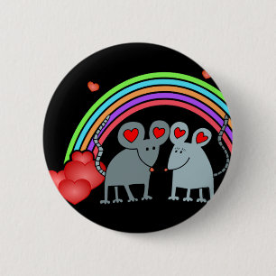 Mice in Love Valentines 6 Cm Round Badge
