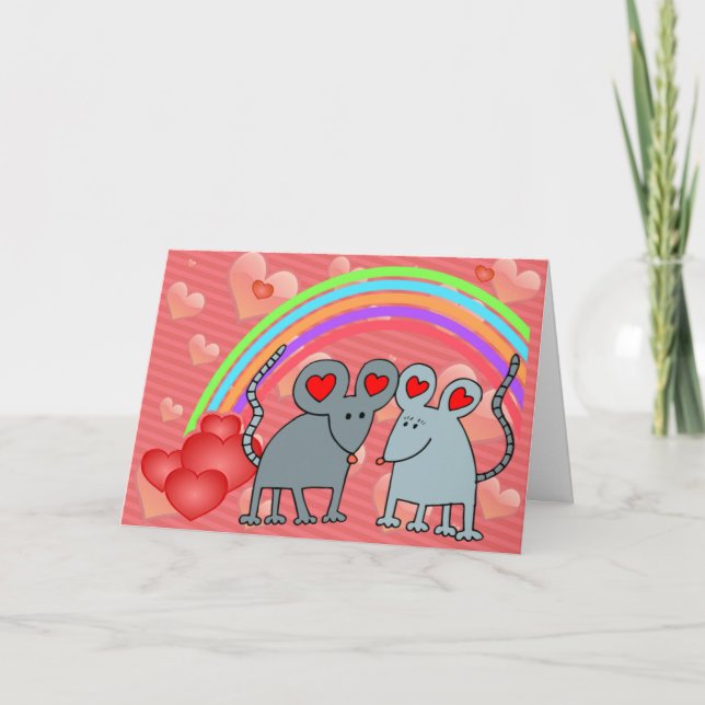 Mice in Love Valentines Holiday Card (Front)