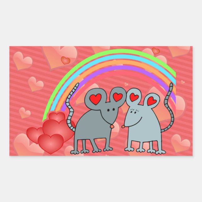 Mice in Love Valentines Rectangular Sticker (Front)
