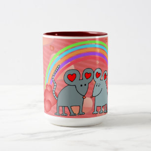 Mice in Love Valentines Two-Tone Coffee Mug