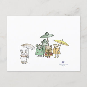 Mice in the Rain Postcard