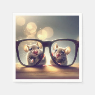 Mice Looking Through Big Glasses Napkin