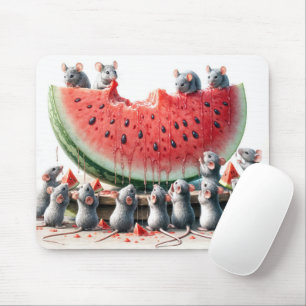 Mice On a Juicy Watermelon Wedge Mouse Mat