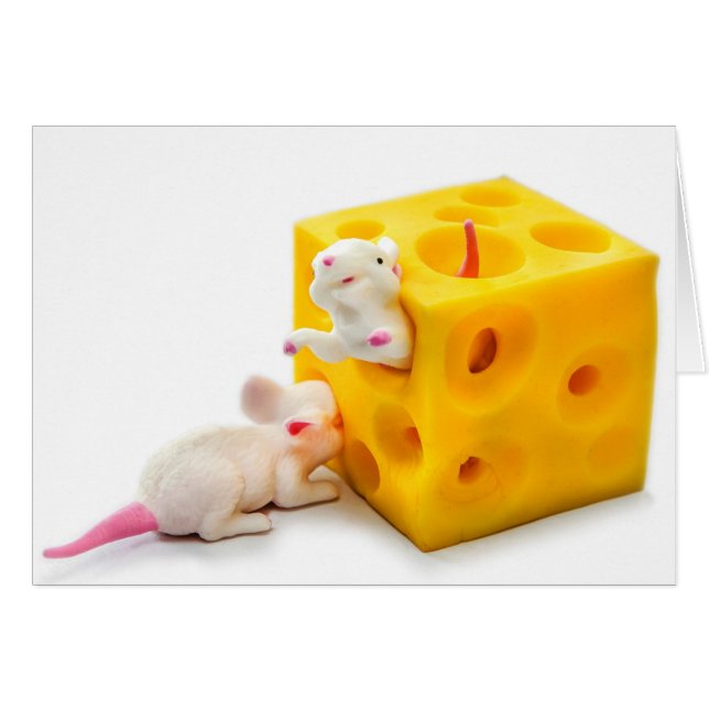 Mice on Cheese Funny Toys Card (Front Horizontal)