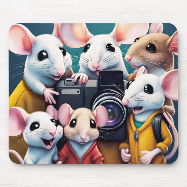 Mice Posing With A Camera Mouse Mat (Front)