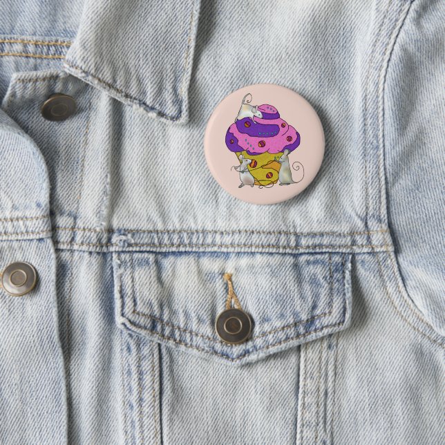 Mice sew muffin 6 cm round badge (In Situ)