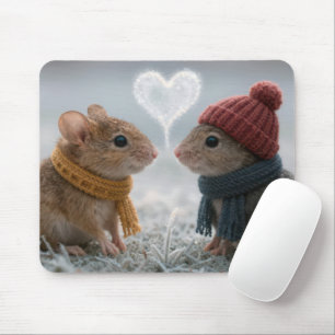 Mice With a Frosty Heart Mouse Mat