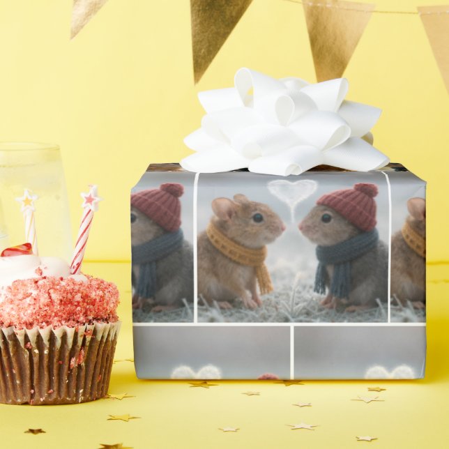 Mice With a Frosty Heart Wrapping Paper (Birthday Party)