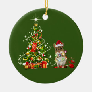 Mice With Hat LIGHTS Christmas Ceramic Tree Decoration