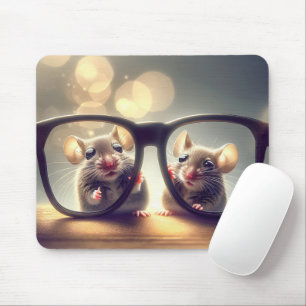 Mice With Oversized Black Glasses  Mouse Mat