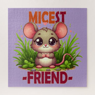 Micest Friend funny pun Cute baby Mouse cartoon Jigsaw Puzzle