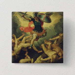 Michael and the Fallen Angels Baroque Divine Art 15 Cm Square Badge