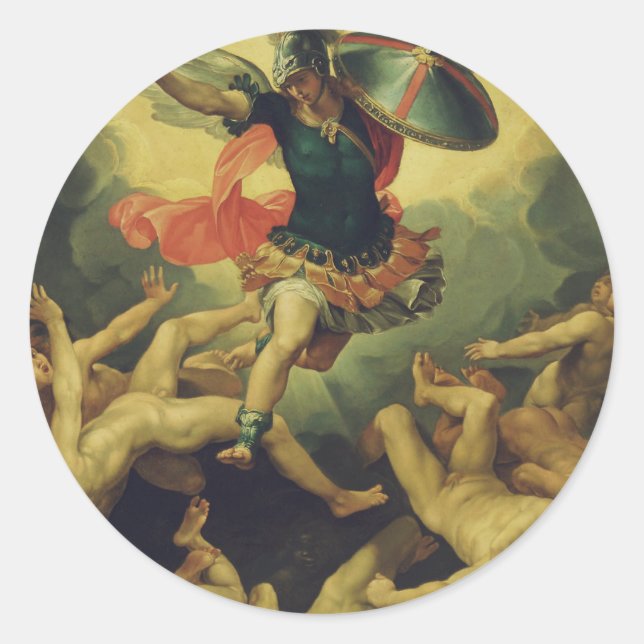 Michael and the fallen angels by Giuseppe Cesari Classic Round Sticker (Front)