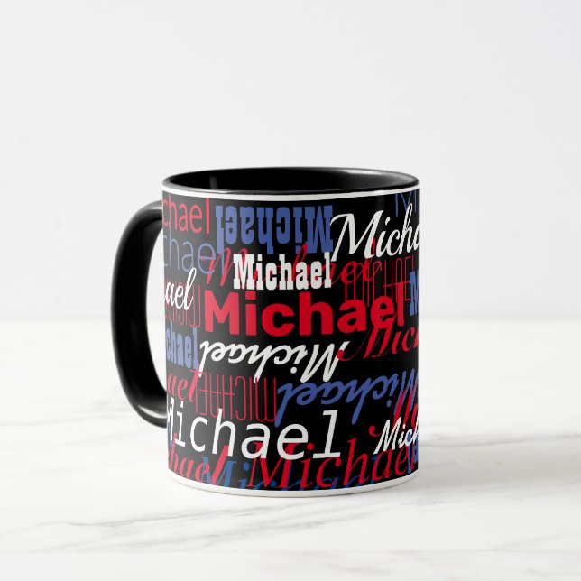 Michael Custom Name Black Mug  (Front Left)