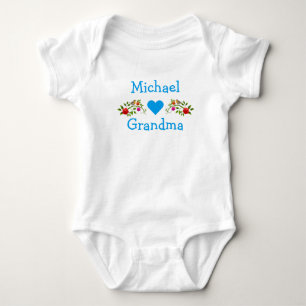 Michael Hearts Loves Grandma Twins Flowers Birds Baby Bodysuit