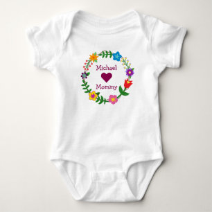 Michael Hearts Mummy Elegant Flowers Personalise Baby Bodysuit
