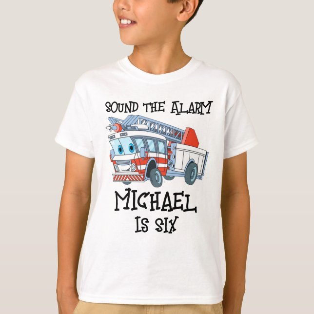 Michael is Six Fire Truck T-Shirt (Front)