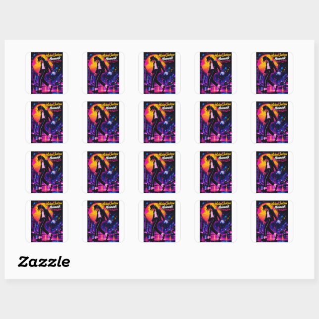 Michael Jackson Moonwalk King of Pop Retro Tribute Square Sticker (Sheet)