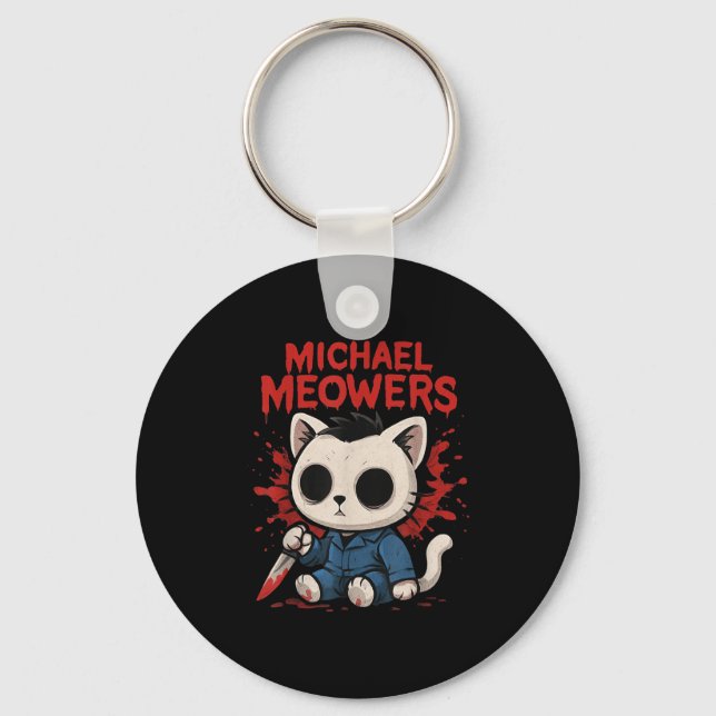 Michael Meowers Halloween Cat Funny Horror Parody  Key Ring (Front)