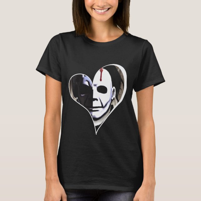 MICHAEL MYERS FRAME HEART VALENTINE DAY  T-Shirt (Front)