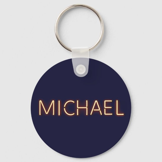 Michael Name in Glowing Neon Lights Key Ring (Front)