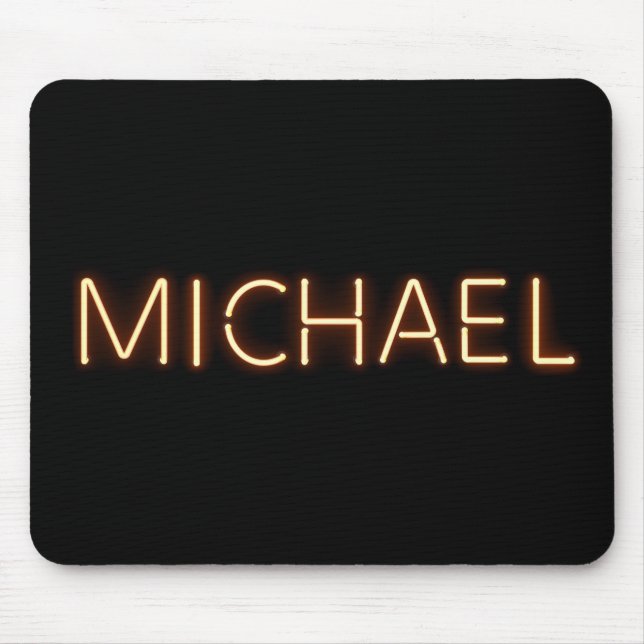Michael Name in Glowing Neon Lights Mouse Mat (Front)