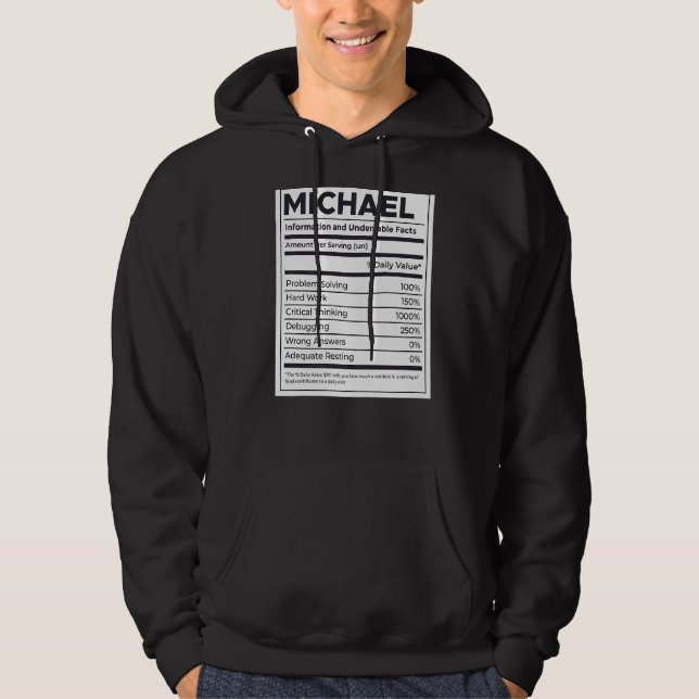 Michael Nutrition Information Problem Solving Hard Hoodie (Front)