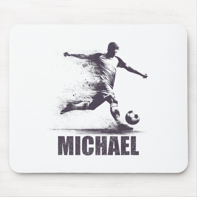 Michael Soccer Boys Personalised First Name Michae Mouse Mat (Front)