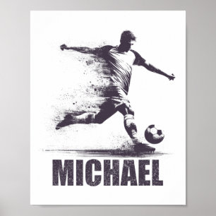 Michael Soccer Boys Personalised First Name Michae Poster