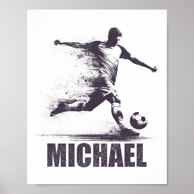 Michael Soccer Boys Personalised First Name Michae Poster (Front)