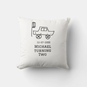 Michael turning two birthday toy car traffic light cushion